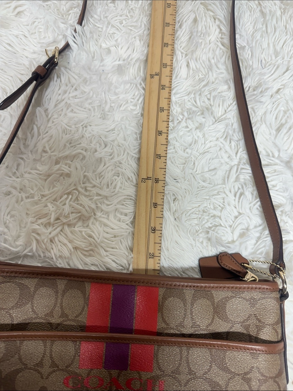 Coach Varsity Stripe Large File Rowan Crossbody Bag Purse - Picture 7 of 15